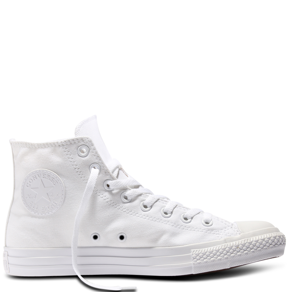 white mono converse high tops