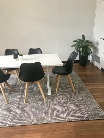 Retro Silver Rug Dining Room