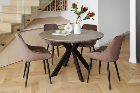 small grey round dining table