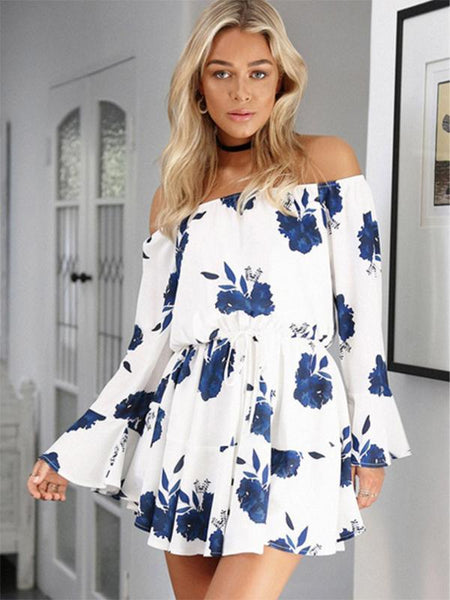 Floral Print Off-the-shoulder Ruffled Mini Dress – oshoplive