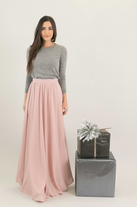 dusty pink maxi skirt