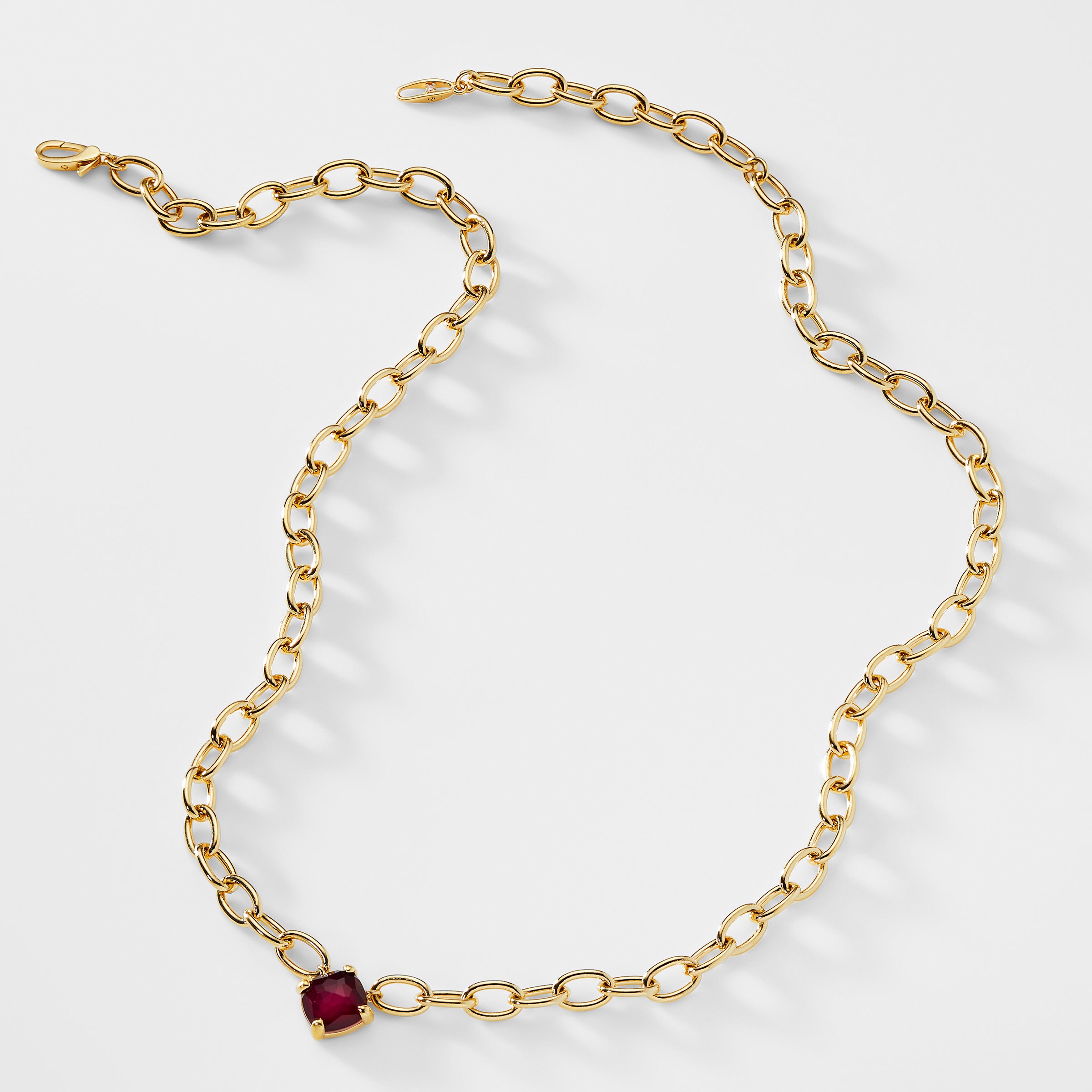 GEMMA RED STONE SOLITAIRE NECKLACE