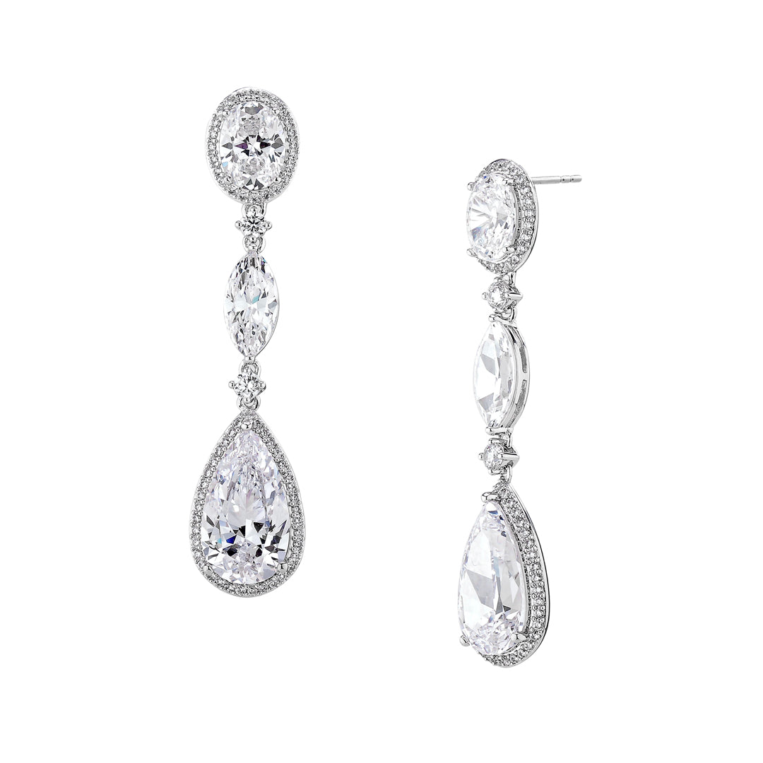 NADRI CZ PEAR AND OVAL DROP EARRINGS