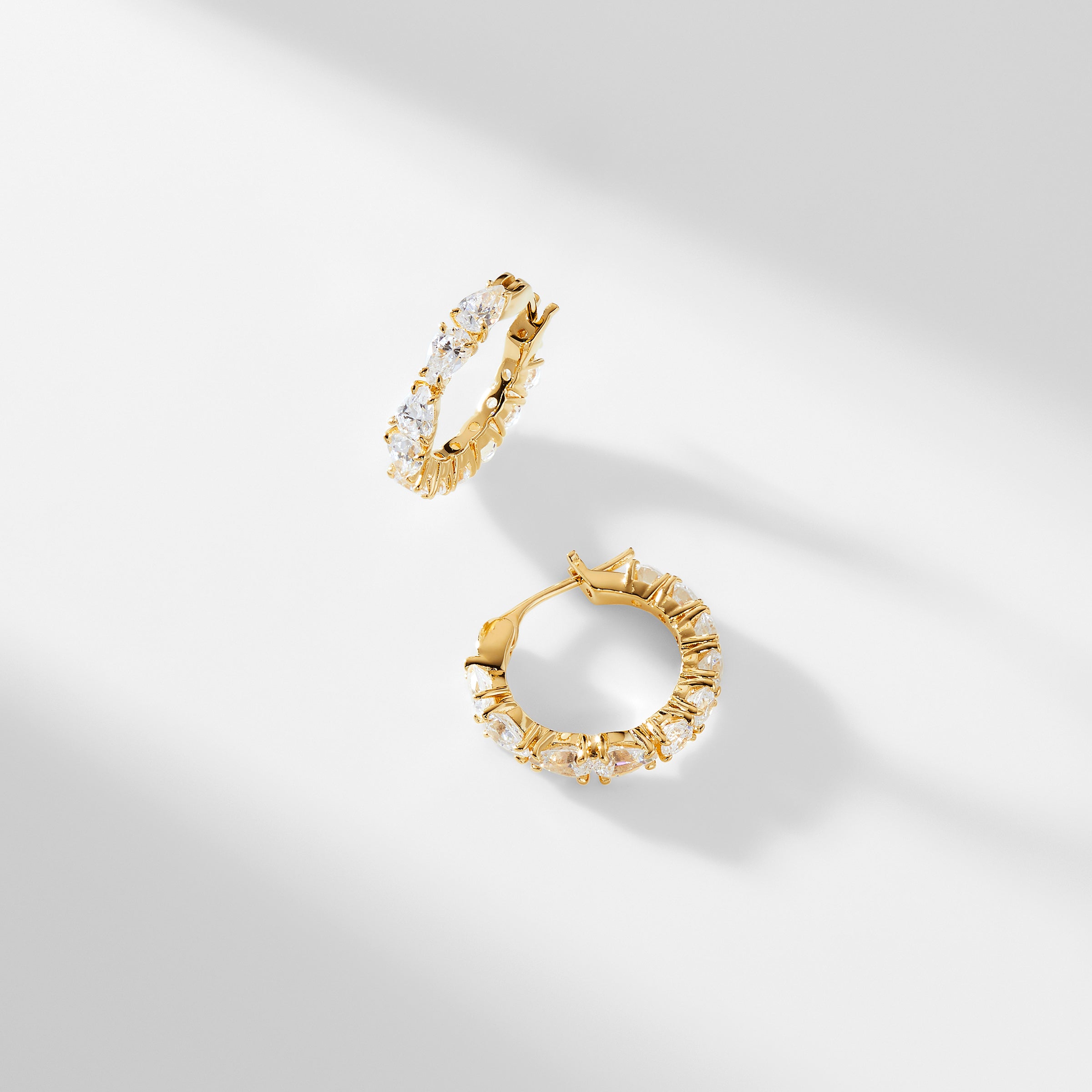 TEZORO SMALL PEAR CZ HOOP EARRINGS