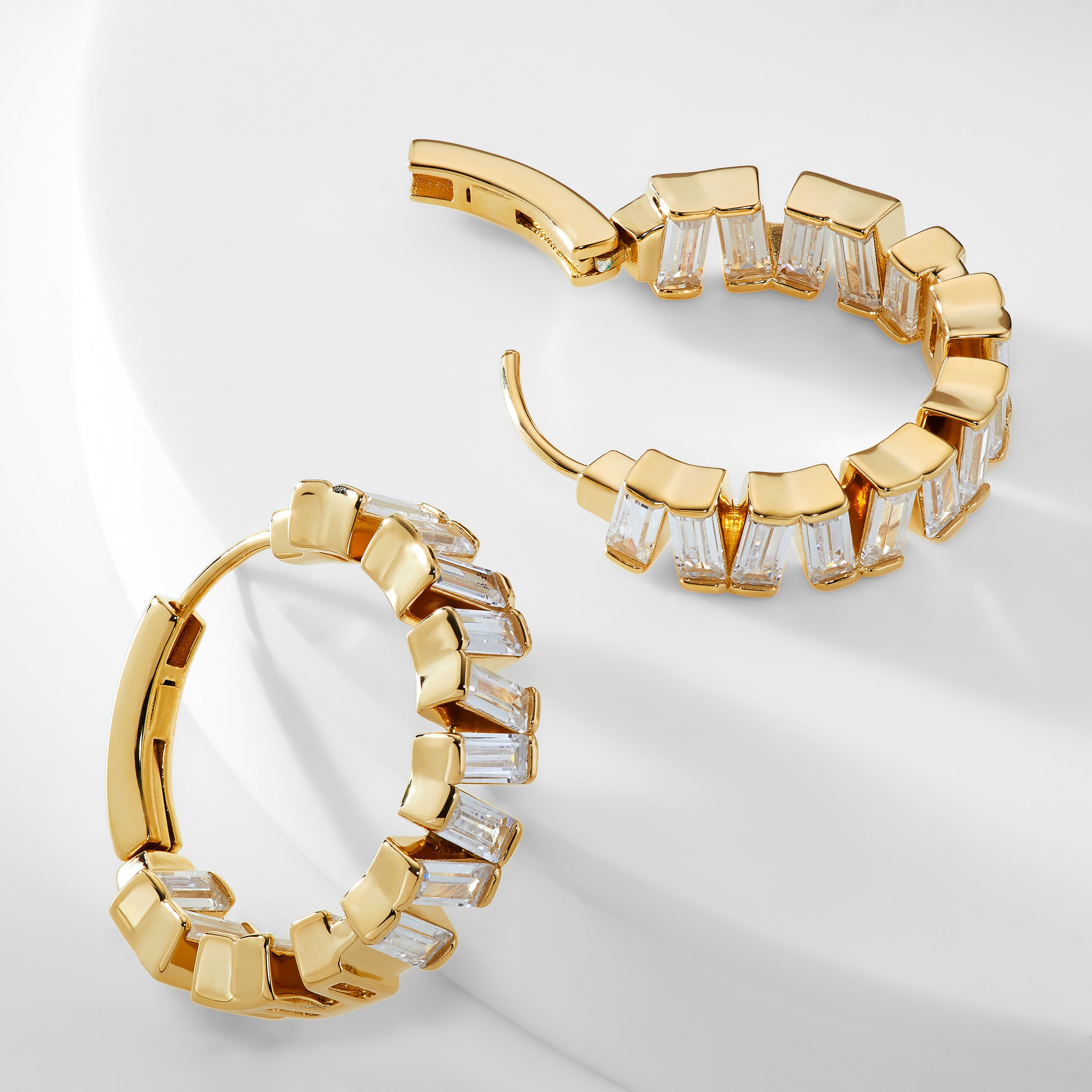 STACKED MEDIUM BAGUETTE HOOP EARRINGS