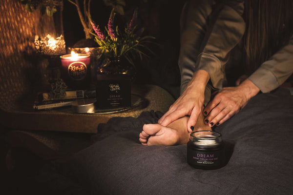 foot massage with dream night cream for feet
