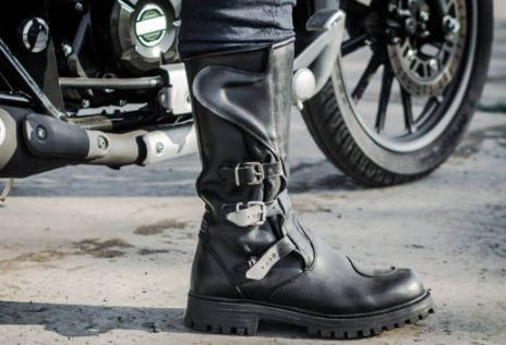 Black highcut buckle biker boots