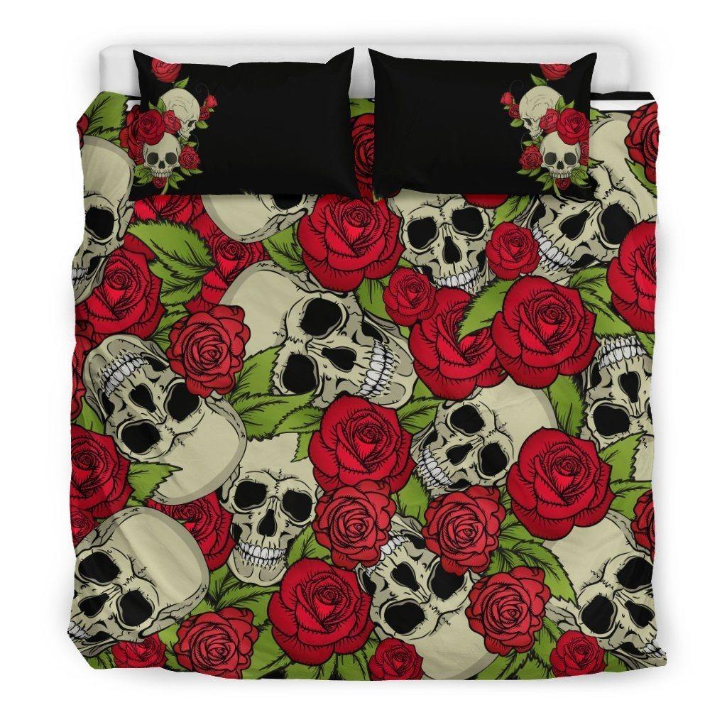 Skull Roses Bedding Set Polyester Twin Queen King Size American Legend Rider