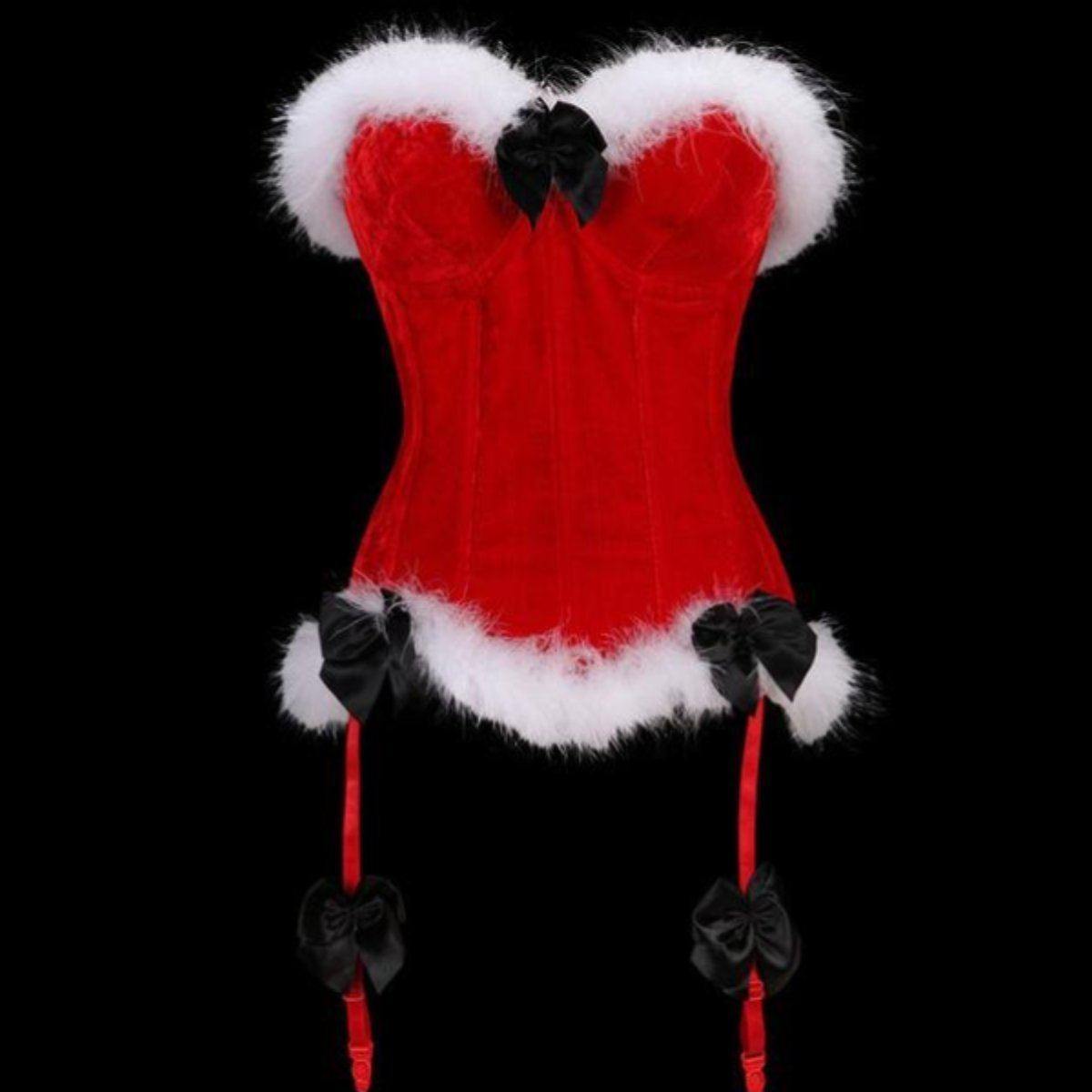 Christmas Corset Solid Red Overbust Cup Sexy Candy Cane Corset Xmas Costume...