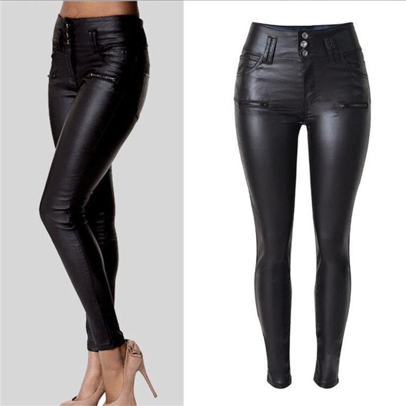black leather pants womens