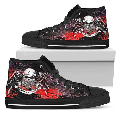 Unisex Angel Skull High Top Canvas Shoes, Black | American Legend Rider