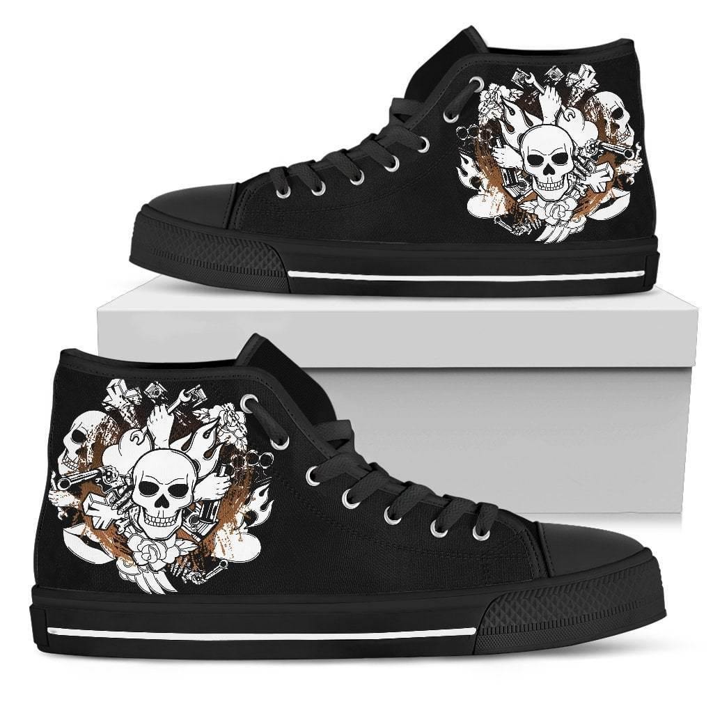Skull High Top Shoes - American Legend Rider