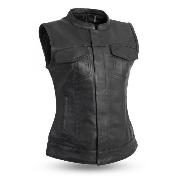 Womens Leather Motorcycle Vests By First Manufacturing 