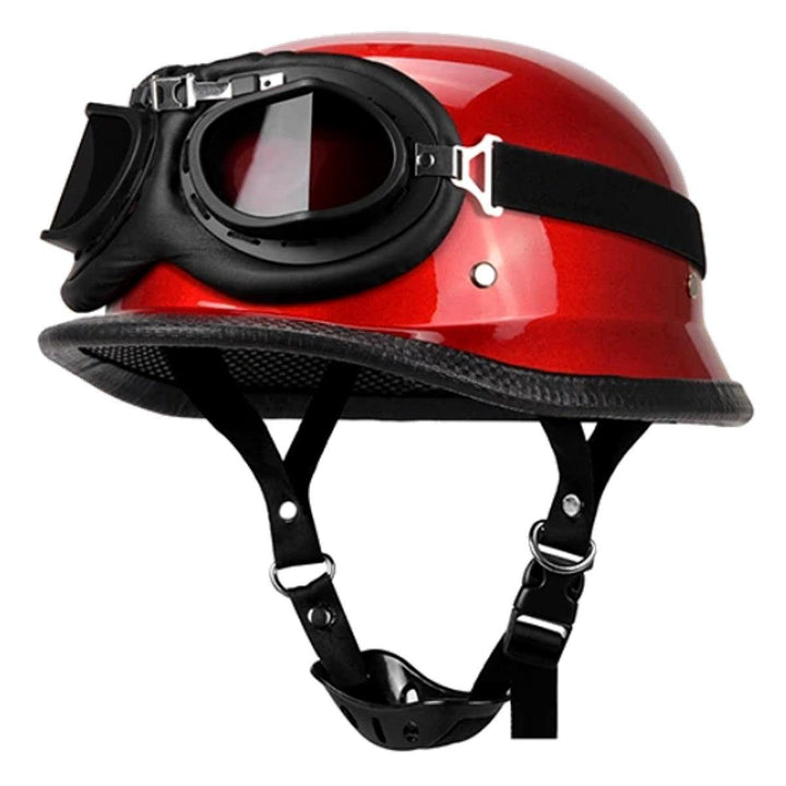 Glossy Red German Motorcycle Helmet