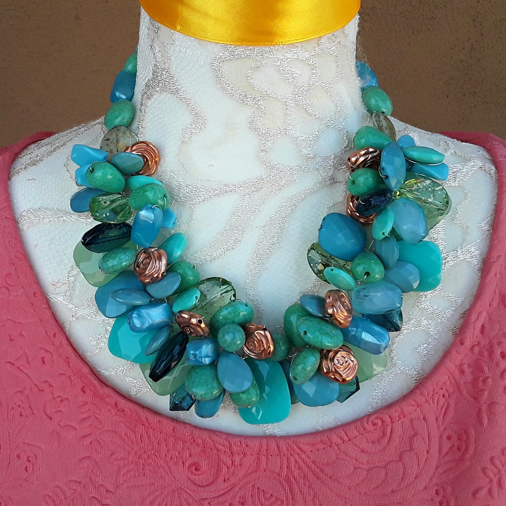 Pretty Turquoise Necklace - Beaded Necklace - Statement Necklace - $24.00 -  Lulus
