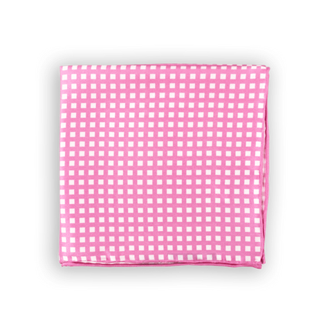 Pink and White Checkered Pocket Square