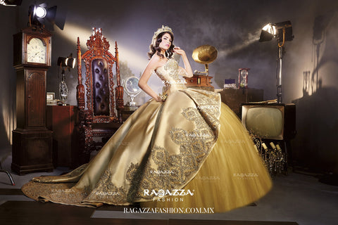 gold quinceanera dress