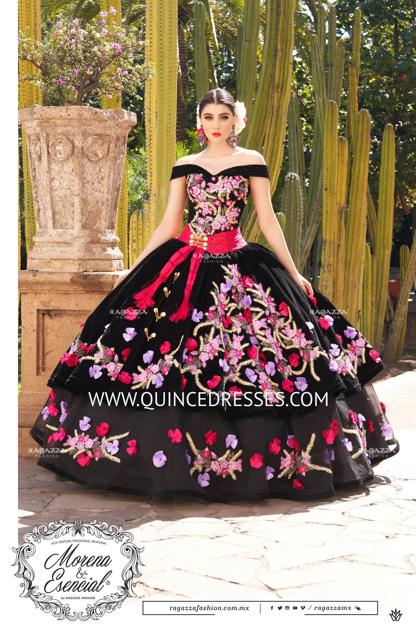 black quince dress with flowers