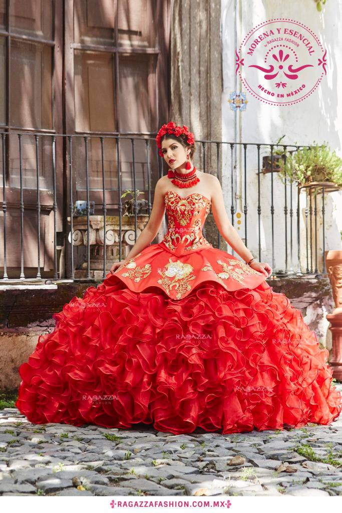red and gold charro dress
