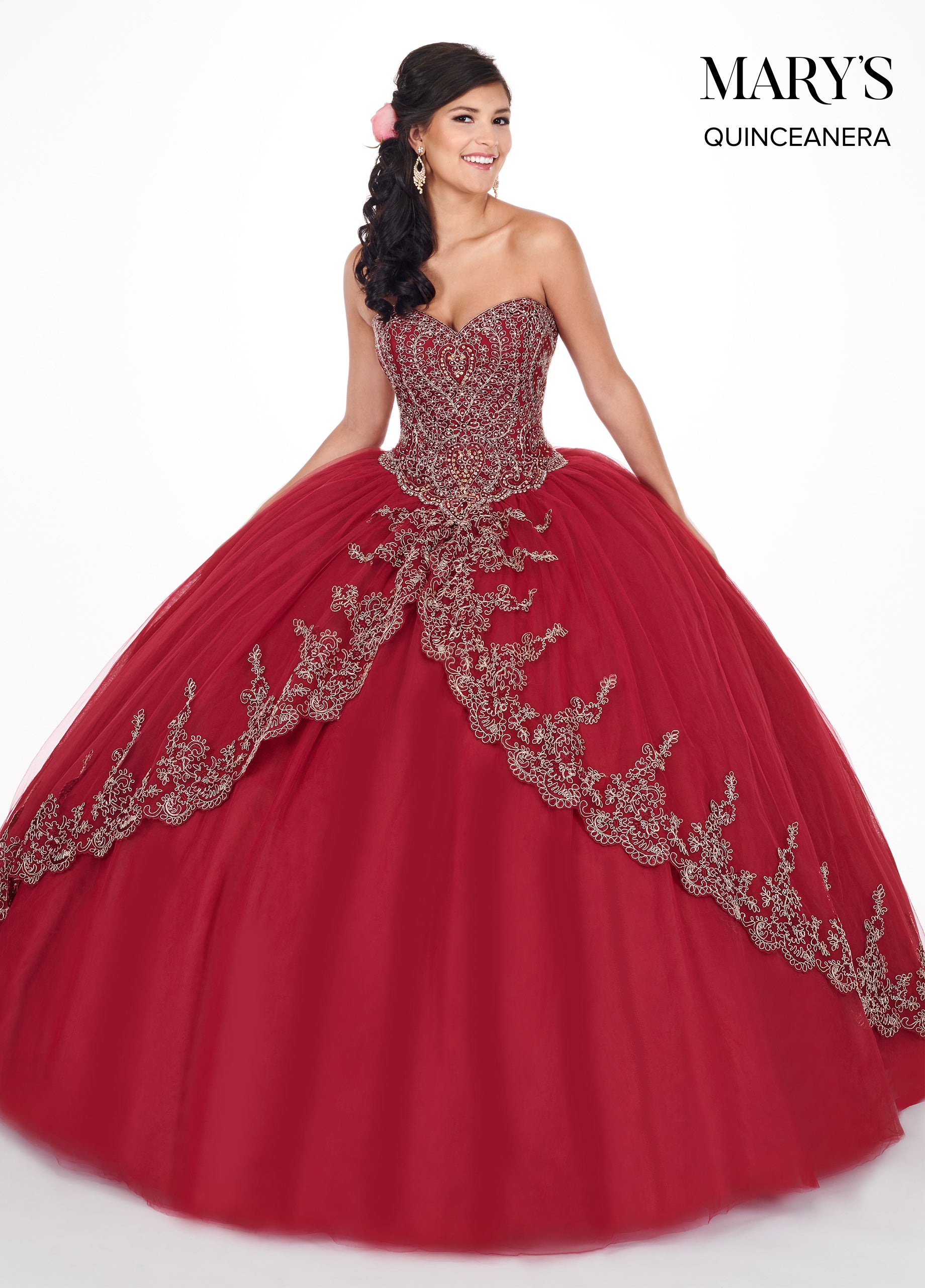 burgundy gold quinceanera dresses