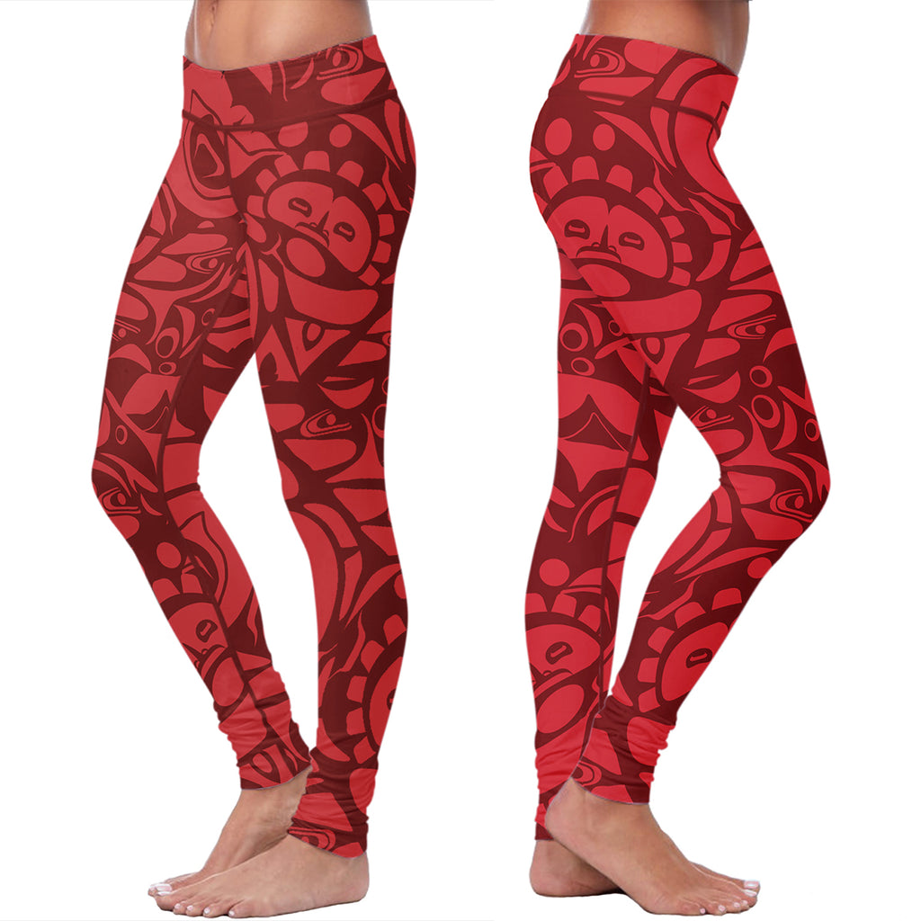 Red Native Pattern Leggings – lifeloveandleather