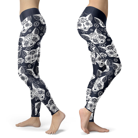 Sugar Skull Cats Leggings – lifeloveandleather