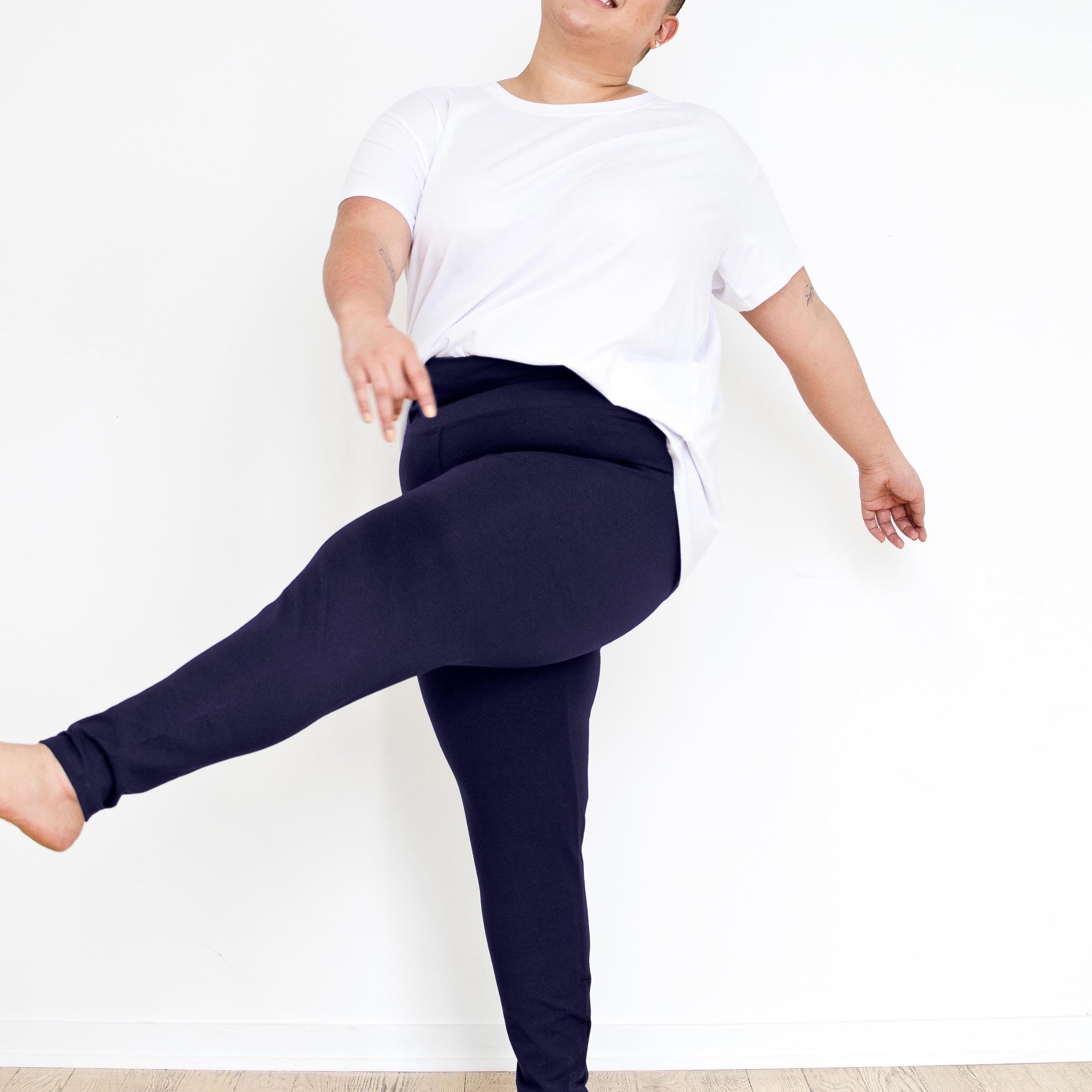 Elle Leggings-Bamboo-Blue-Sustainable Green Living Womans Eco