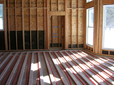 Inside the construction of Christy's heated kitchen floor