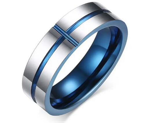 Thin Blue Line Tungsten Ring – William Williams Rare Jewels