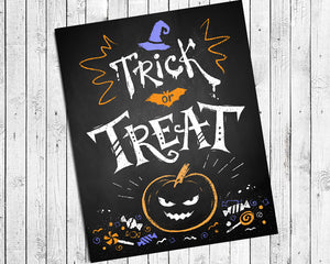 Halloween Trick Or Treat Instant Download Wall Decoration 8x10 Typography Art Print Faux J S Graphics