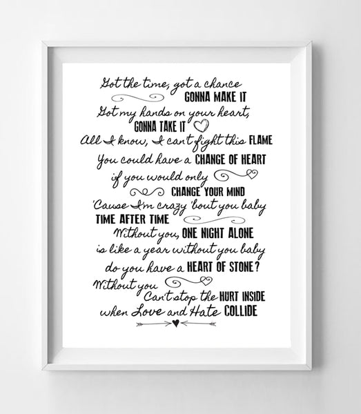 Love Hate Collide Def Leppard Lyrics Quote Typography Decor Print