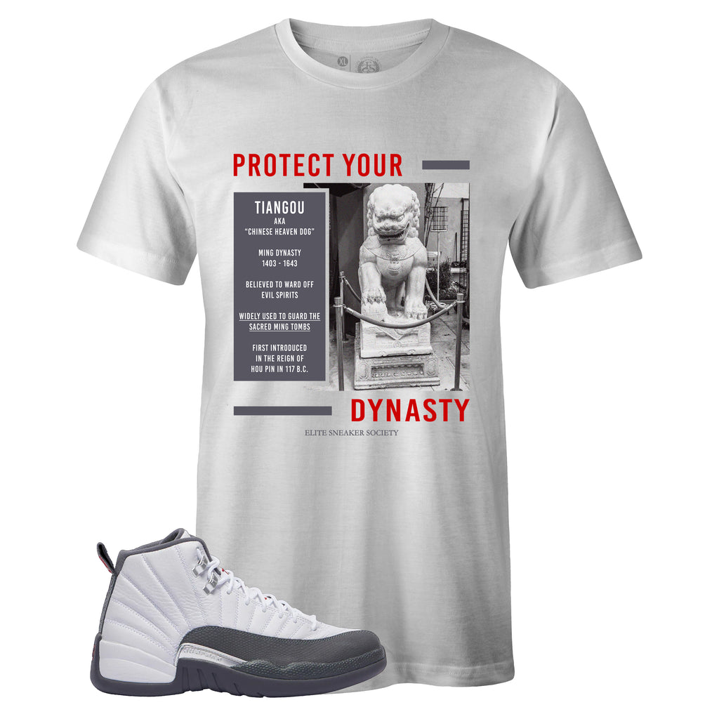 grey and white jordan 12 shirt