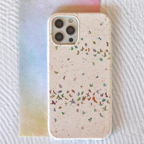 Butterfly Field - White Printed Eco-Friendly Compostable Mobile Phone Case