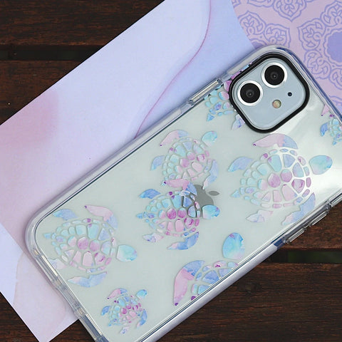 Watercolour Turtle - Protective White Bumper Mobile Phone Case