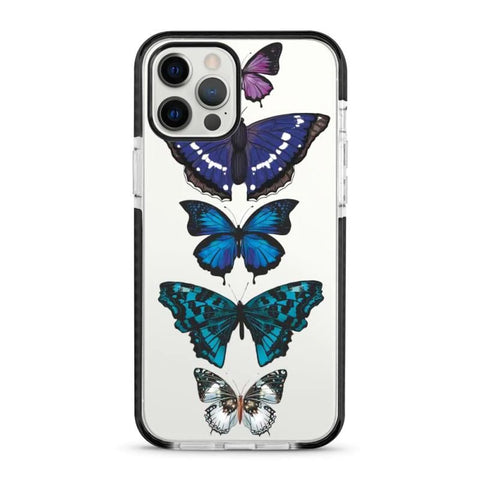 Blue Butterfly Kaleidoscope - Protective Black Bumper Mobile Phone Case