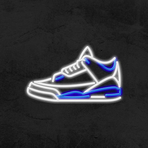 blue neon jordan sign