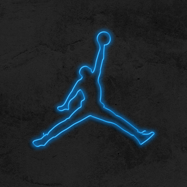 blue neon jordan sign