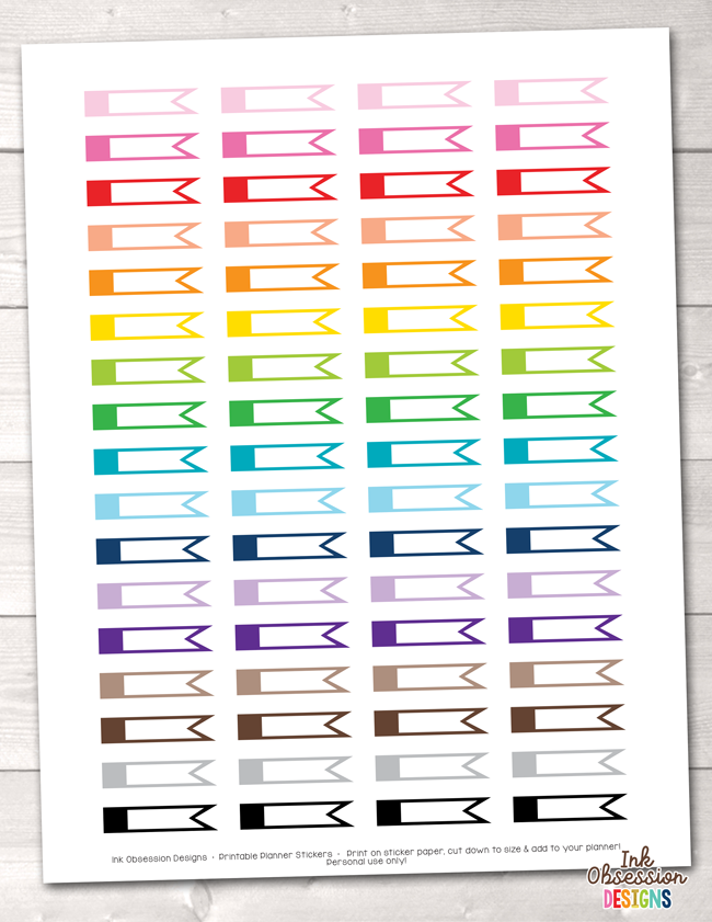 Blank Side Flag Label Printable Planner Stickers – Erin Bradley/Ink ...