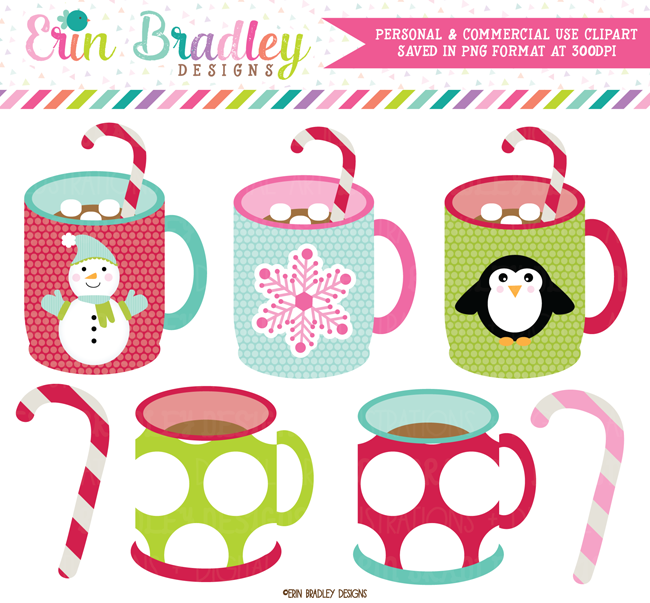 Holiday Mugs Christmas Clipart – Erin Bradley/Ink Obsession Designs