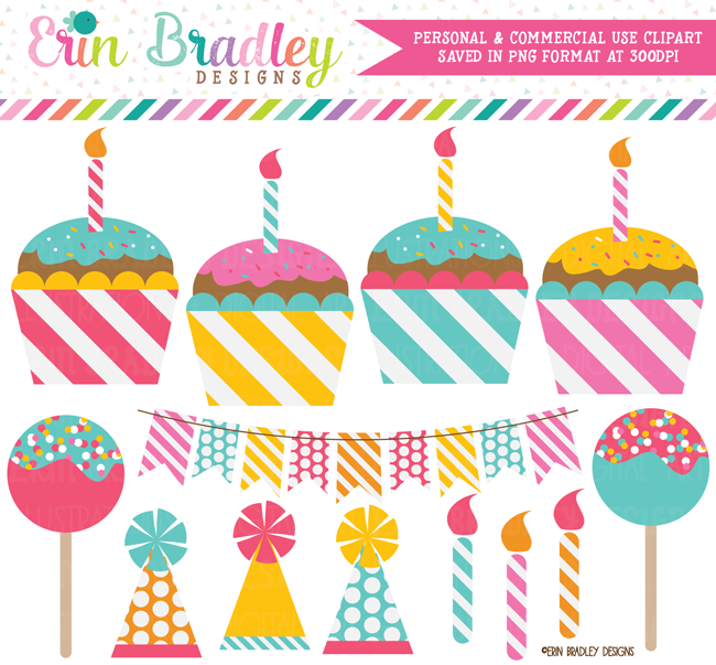 Cake Pops And Cupcakes Birthday Party Clipart Erin Bradley Ink
