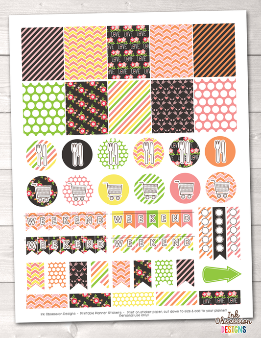 Printable Stickers Bundle, Planner Sticker Set, Functional Icon Sticke –  Erin Bradley/Ink Obsession Designs