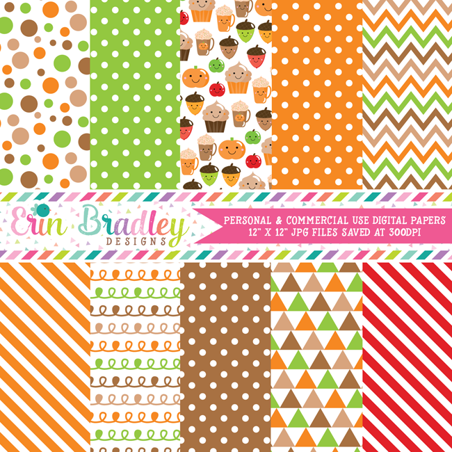 Download Happy Fall Digital Paper Pack - Erin Bradley/Ink Obsession ...