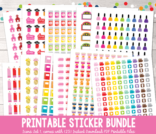 Printable Stickers Bundle, Planner Sticker Set, Functional Icon Sticke –  Erin Bradley/Ink Obsession Designs