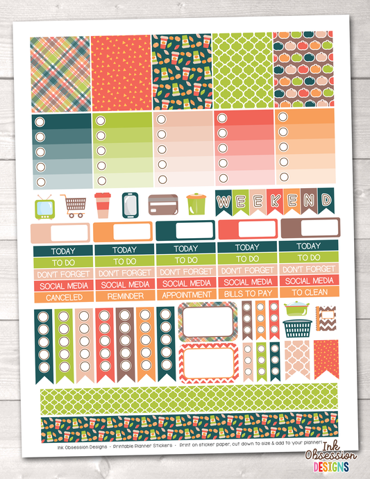 Pumpkin Spice  Weekly Planner Sticker Kit 7x9 VL – Fox Paper Scissors