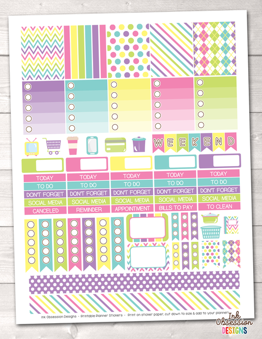 Girls Night Out Pink Printable Planner Stickers Weekly Kit – Erin  Bradley/Ink Obsession Designs