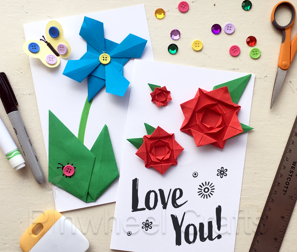 Pinwheel Crafts All in one craft kits for kids boys and girls mothers day diy gift ideas to do with mom paper flower origami dimensional gift and greeting cards special occasions