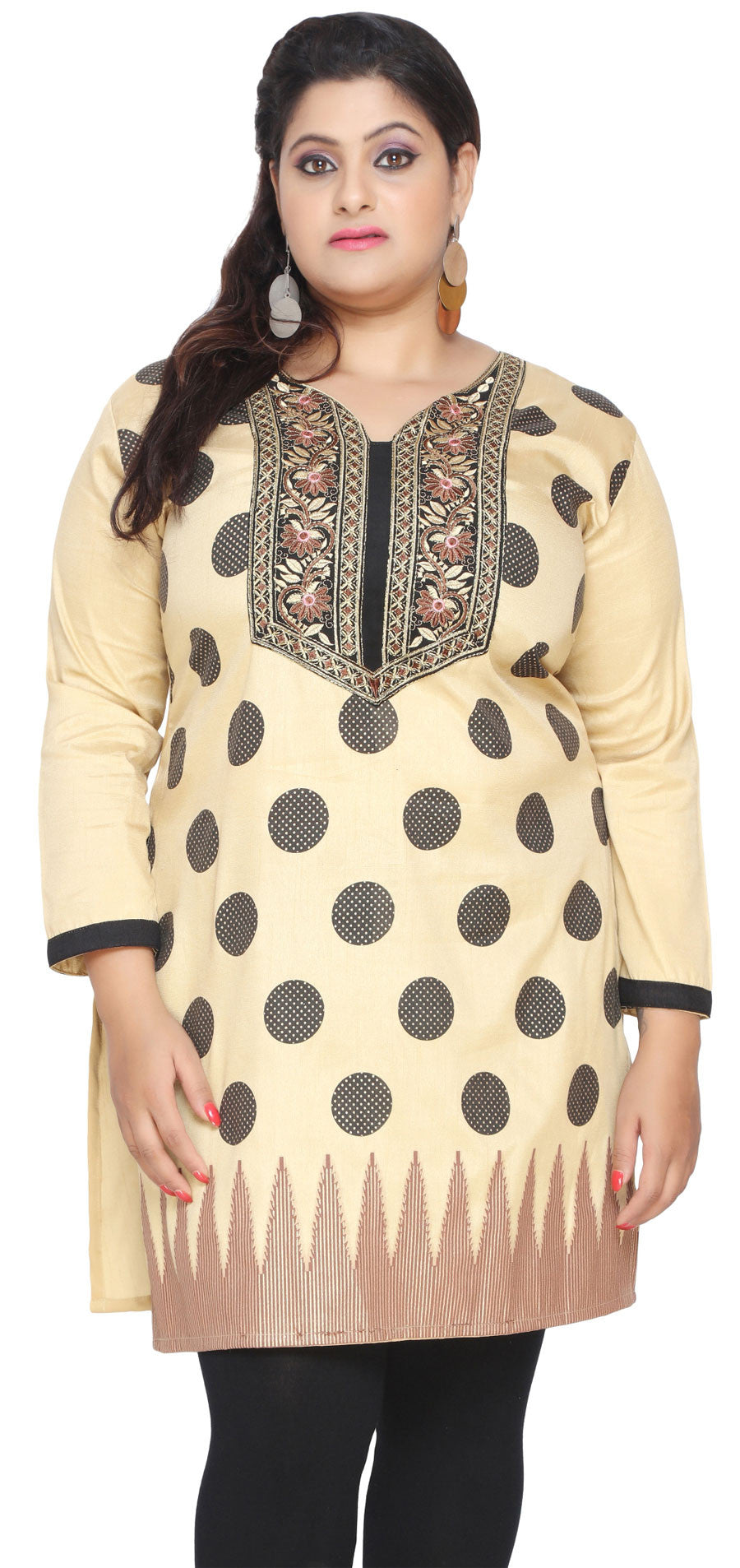 Womens Indian Tunics Kurti Long Top Embroidered Plus Size Maple 1944