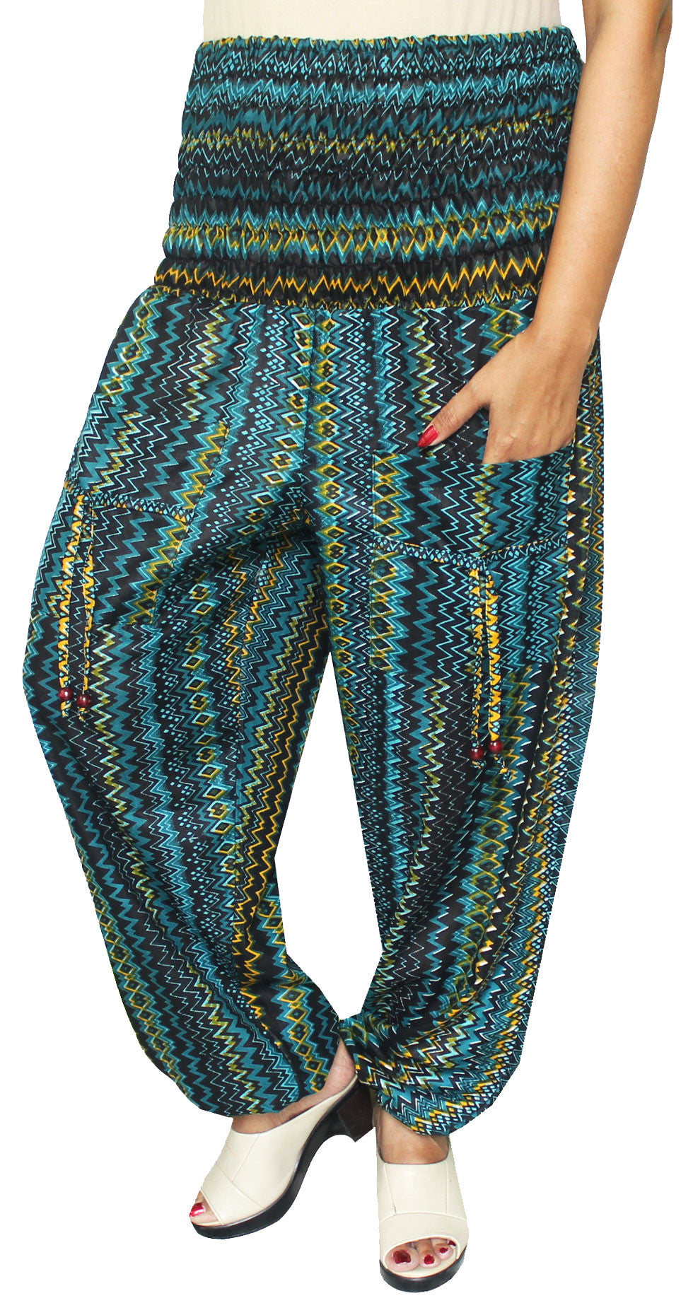 Smocked Waist Harem Pants