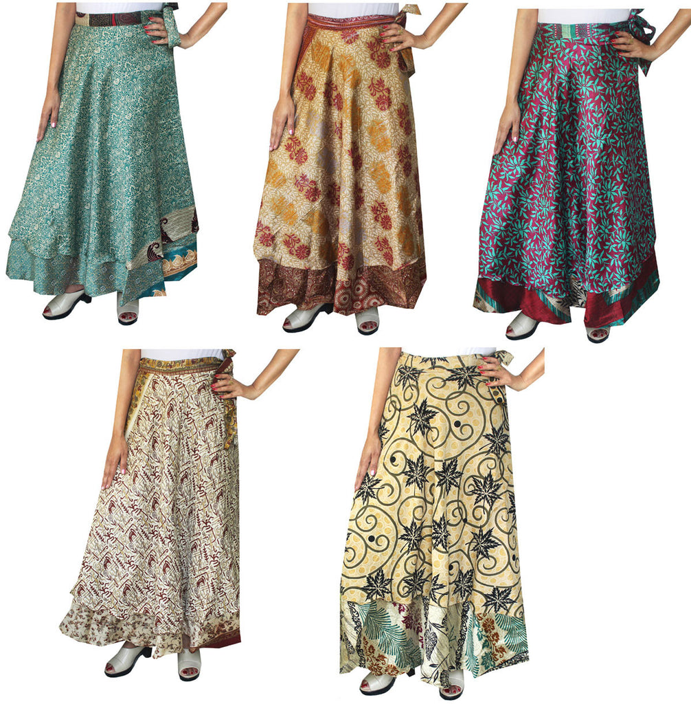 Wholesale 5 Pcs Lot Two Layers Women's Indian Sari Magic Wrap Around –  Maple Clothing Inc.