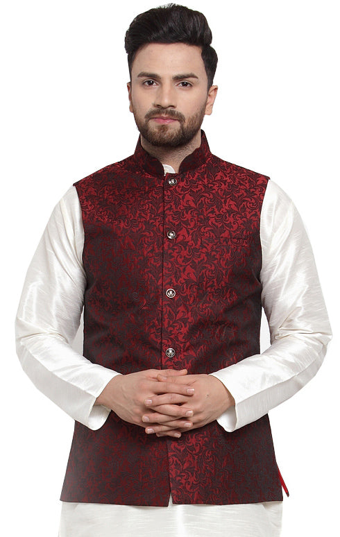 Silk Men's Jacquard Traditional Indian Waistcoat – Maple Clothing Inc.